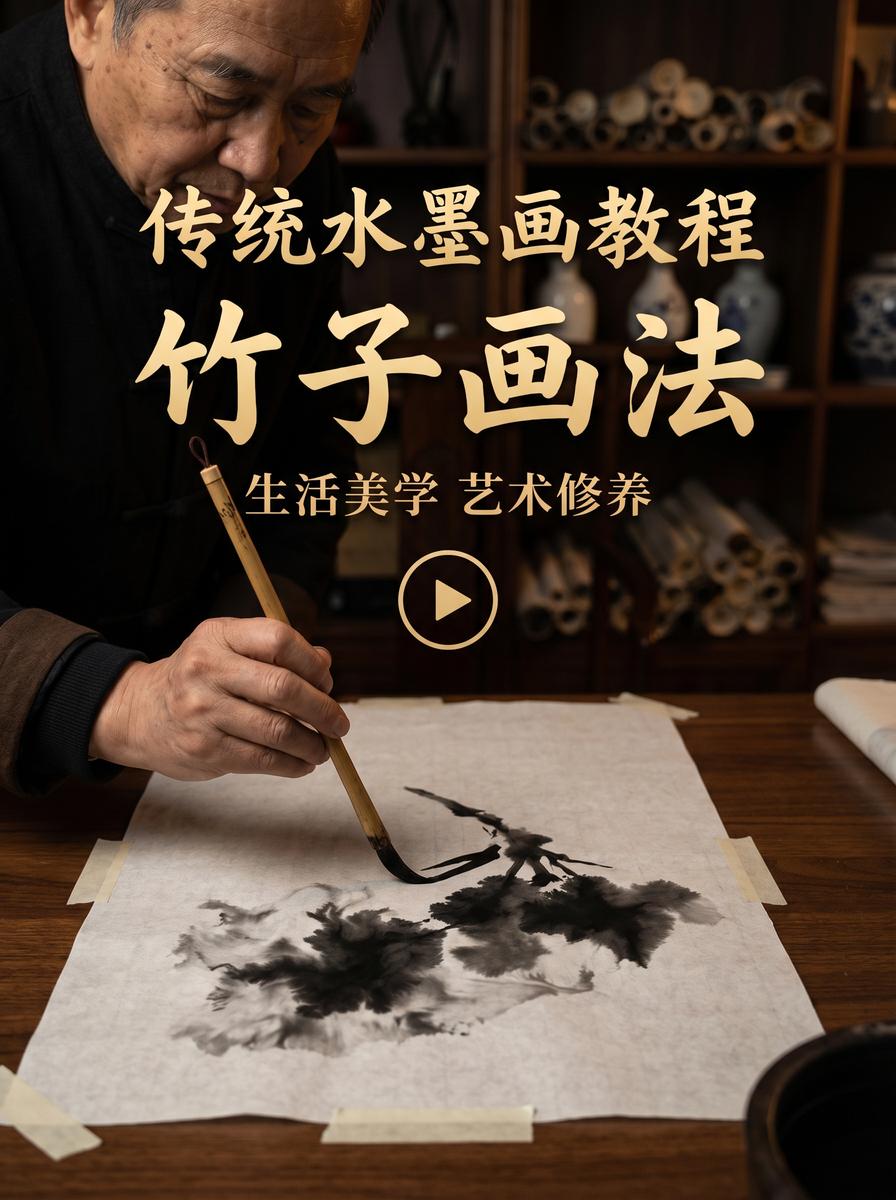 17C 水墨画视频教程：竹子画法入门与笔墨技法 - wwlvouh.cn